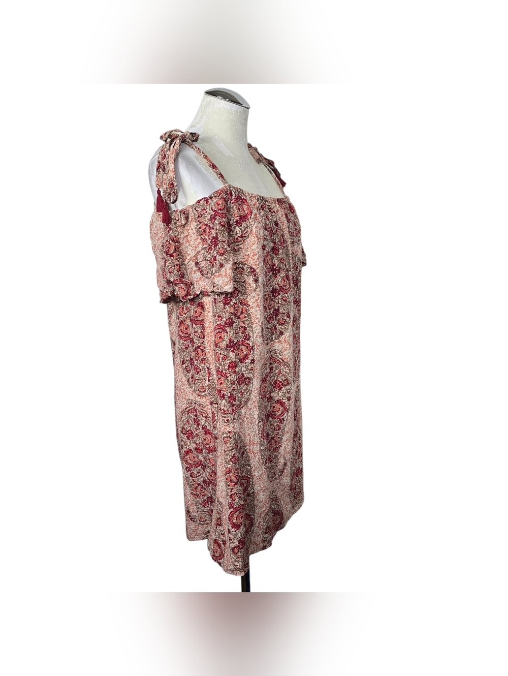 Madewell Paisley Cold Shoulder Silk Dress M Adjustable Straps Mini - Picture 2 of 8